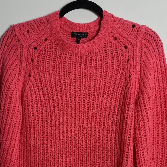 RAG & BONE Arizona Merino Wool Open Knit Sweater in Pink Size XS - Picture 8 of 16